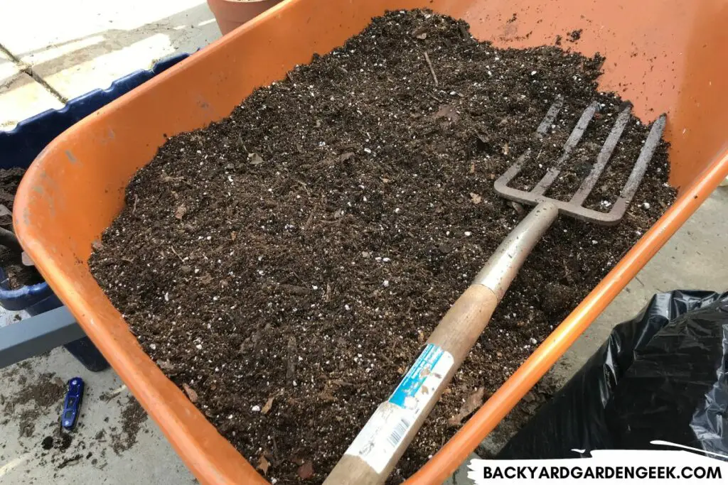 Amended Topsoil in a Wheelbarrow