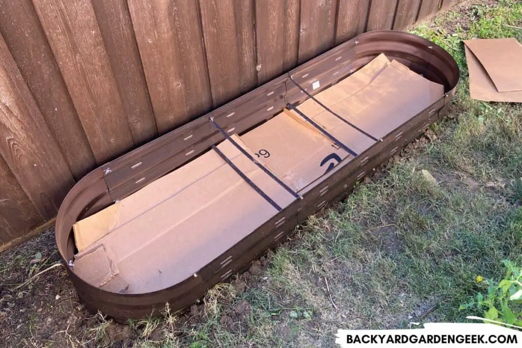 Metal Raised Bed with Cardboard in the Bottom