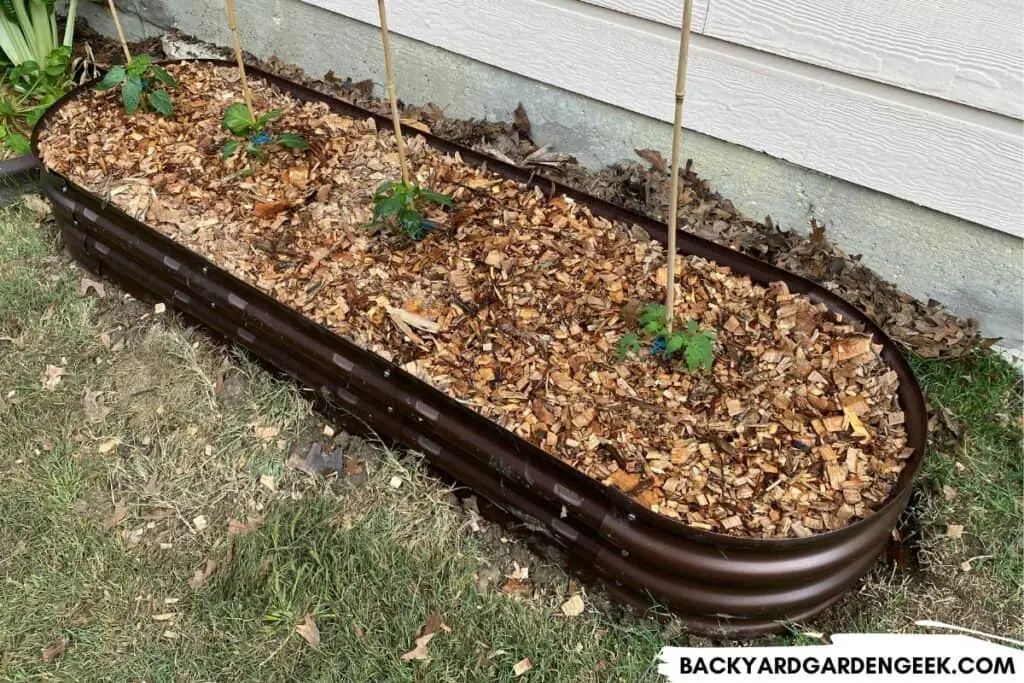 Raised Bed with Plants and Mulch