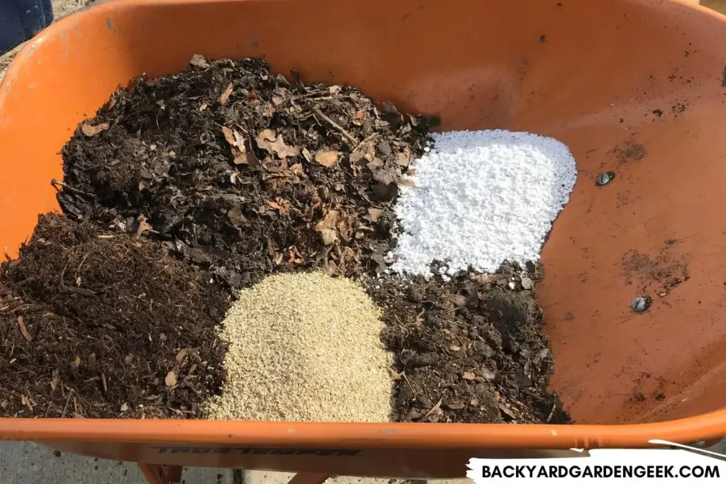 Amending Bulk Soil in a Wheelbarrow