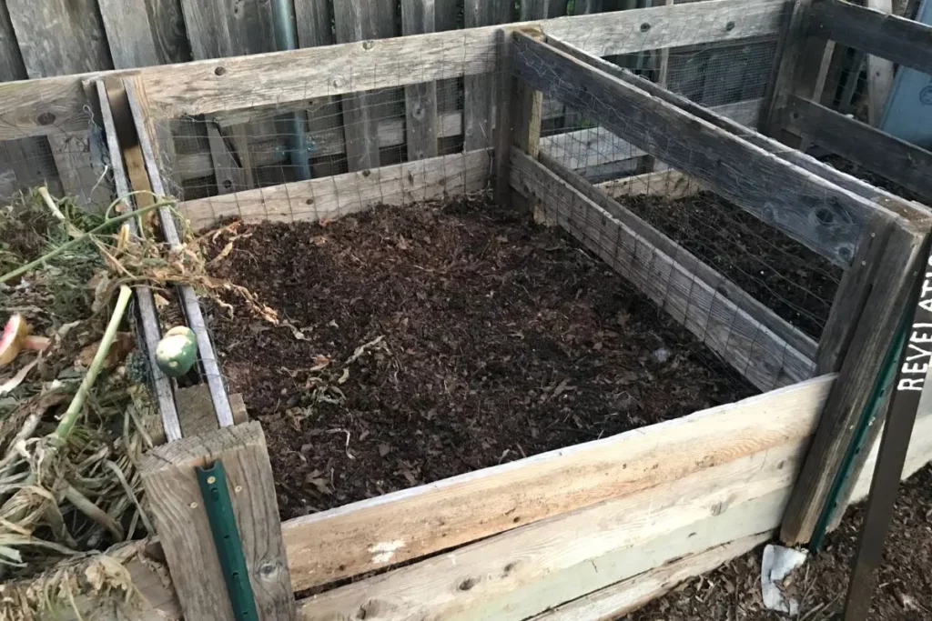 Compost bin with maturing compost