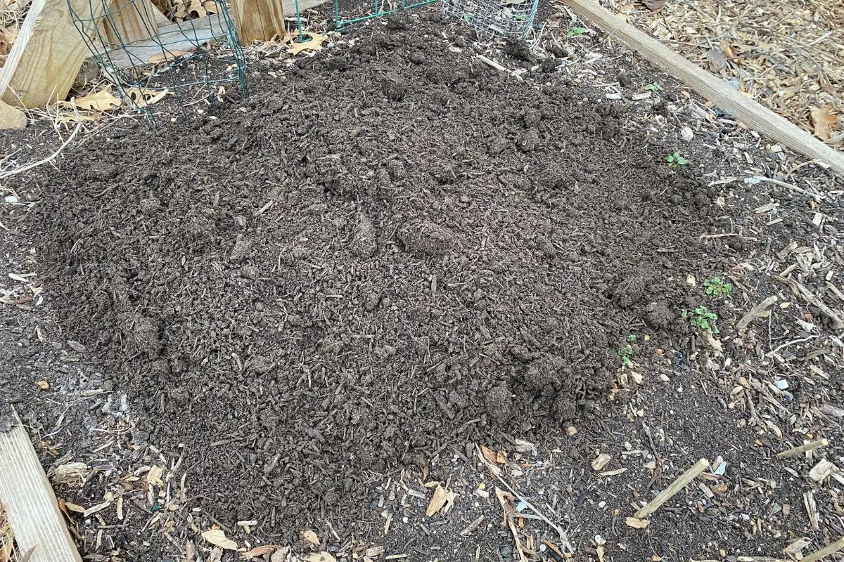 Pile of Compost on a Raised Garden Bed