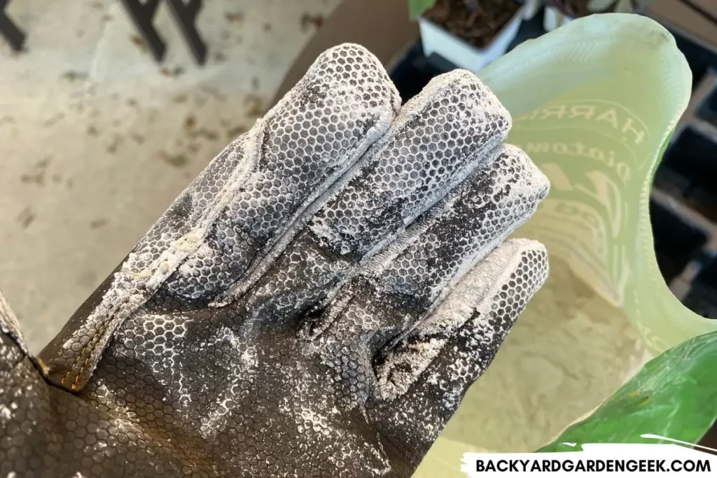 Glove Covered in Diatomaceous Earth