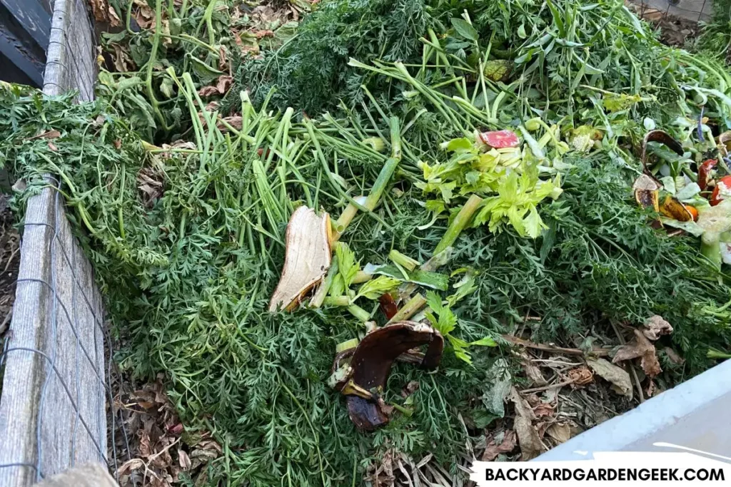 Compost Bin Filled with Green Materials