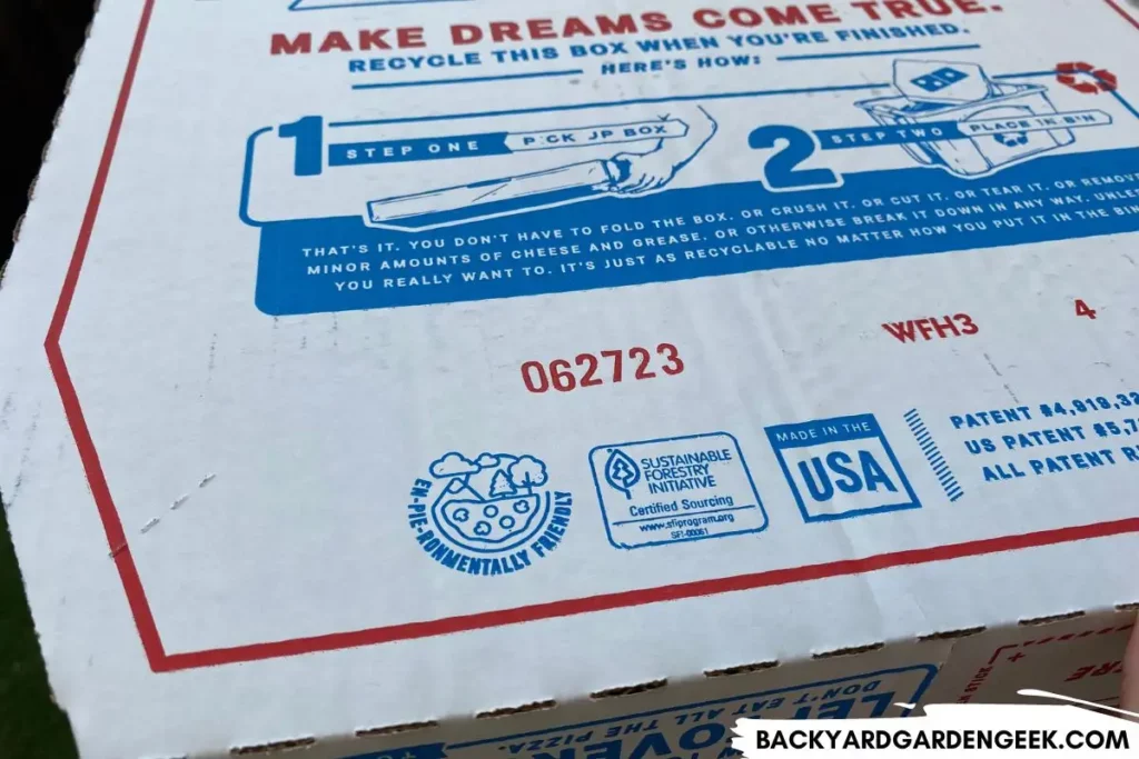 Soy Based Ink on Dominos Pizza Box