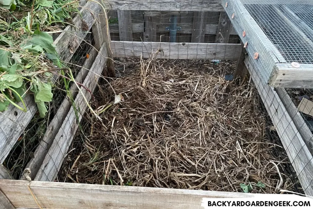 Brown Materials in Bottom of Compost Bin